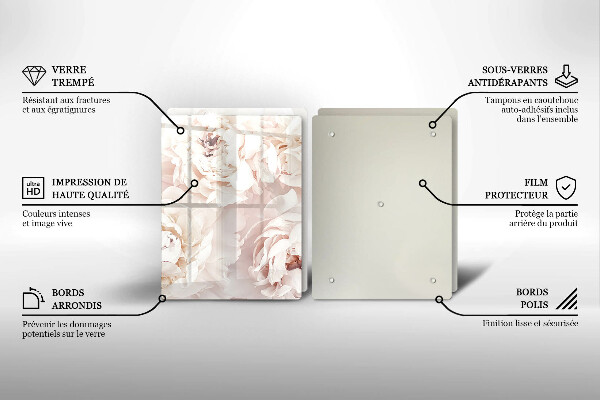 Protection plaque induction Pivoines pastel