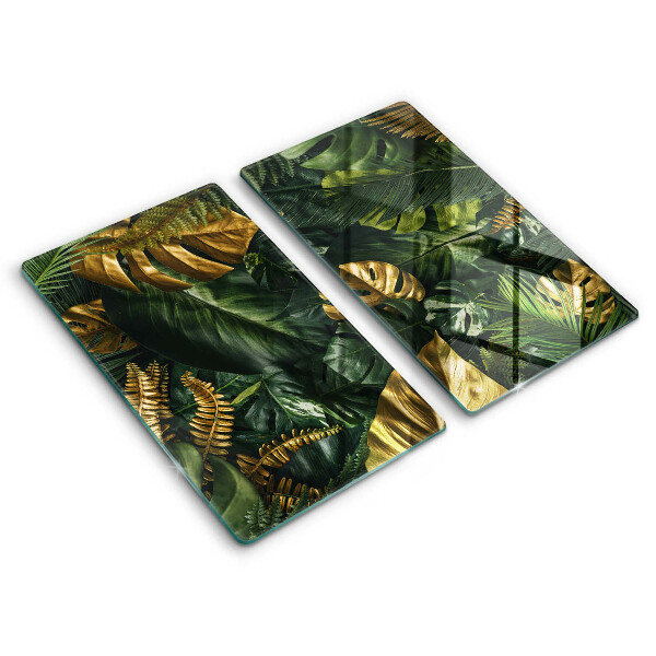 Protection plaque induction Feuilles de monstera dorées