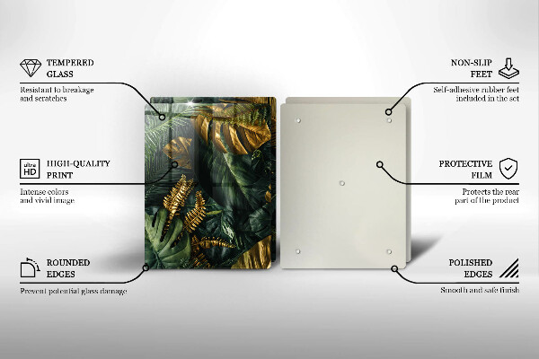 Protection plaque induction Feuilles de monstera dorées