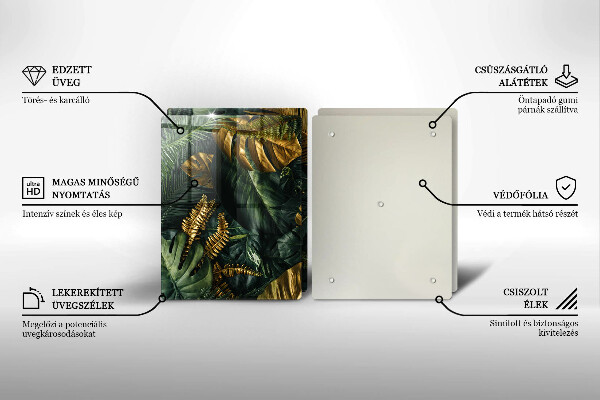 Protection plaque induction Feuilles de monstera dorées