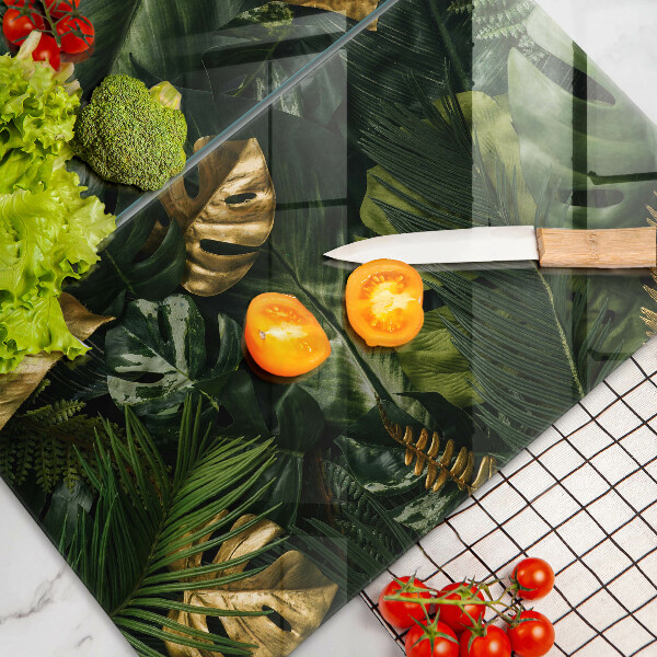 Protection plaque induction Feuilles de monstera dorées