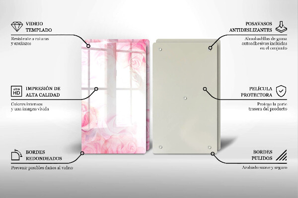 Protection plaque induction Fond de roses délicates