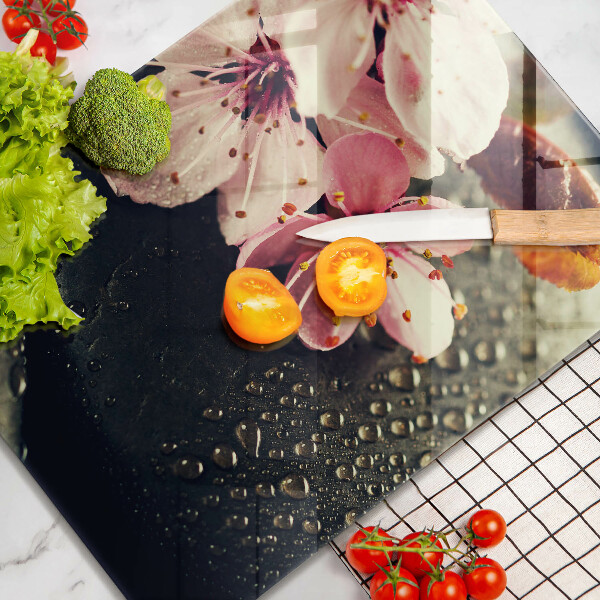 Protège plaque de cuisson Fleurs pierres zen