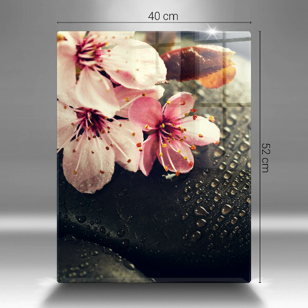 Protège plaque de cuisson Fleurs pierres zen