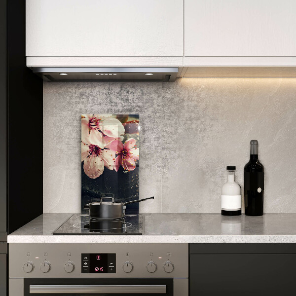 Protège plaque de cuisson Fleurs pierres zen