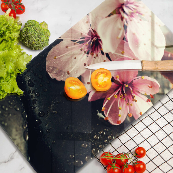 Protège plaque de cuisson Fleurs pierres zen