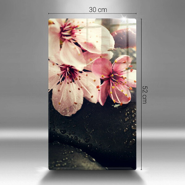 Protège plaque de cuisson Fleurs pierres zen