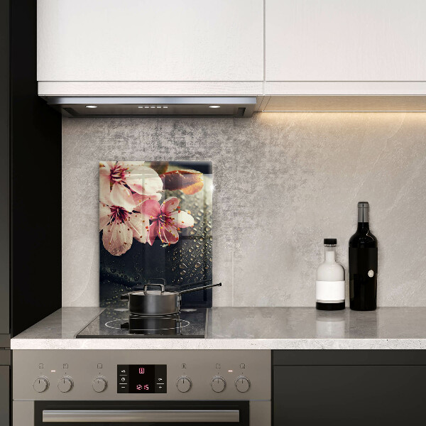 Protège plaque de cuisson Fleurs pierres zen