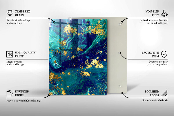 Protège plaque de cuisson Abstraction avec de l'or