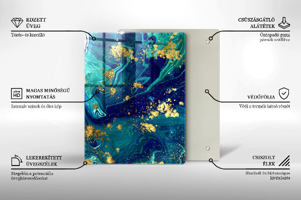 Protège plaque de cuisson Abstraction avec de l'or