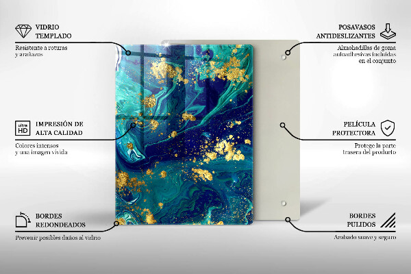 Protège plaque de cuisson Abstraction avec de l'or