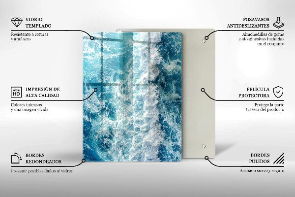 Protège plaque de cuisson Vagues d'eau de mer