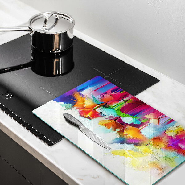 Protège plaque de cuisson Fleurs peintes