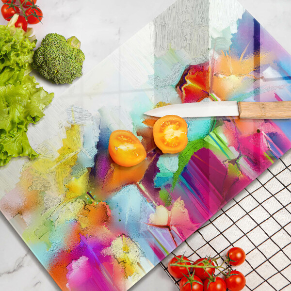 Protège plaque de cuisson Fleurs peintes