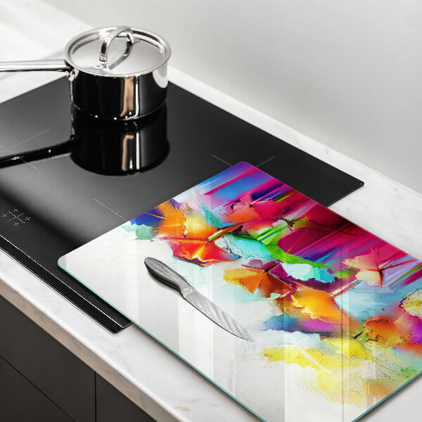 Protège plaque de cuisson Fleurs peintes