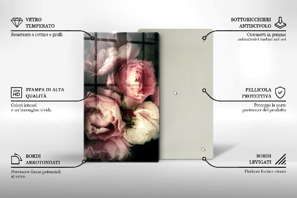 Protège plaque de cuisson Fleurs de pivoine