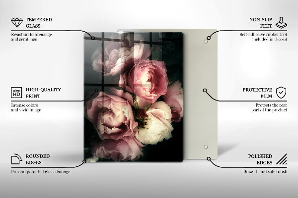 Protège plaque de cuisson Fleurs de pivoine