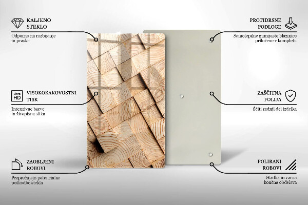 Protège plaque de cuisson Carrés en bois