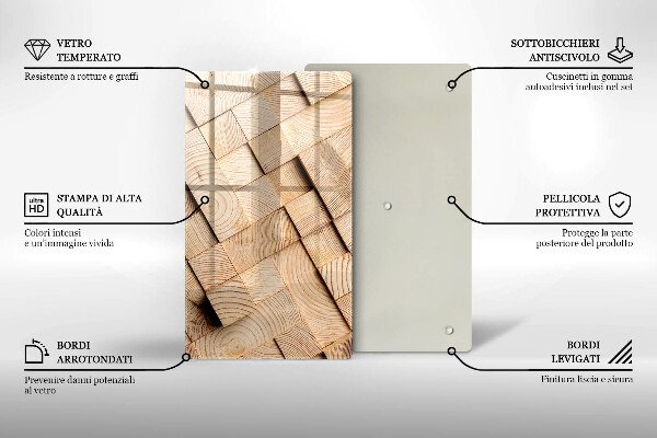 Protège plaque de cuisson Carrés en bois