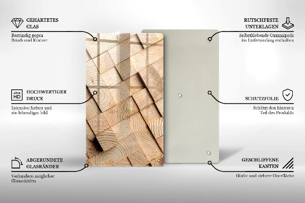 Protège plaque de cuisson Carrés en bois