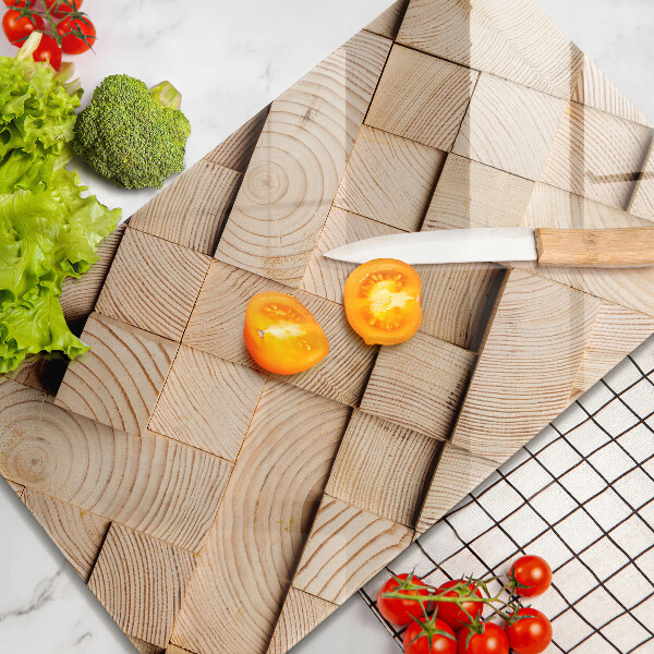 Protège plaque de cuisson Carrés en bois