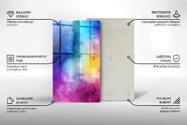 Protège plaque de cuisson Éclaboussures d'aquarelle arc-en-ciel