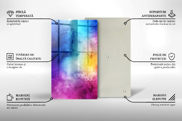 Protège plaque de cuisson Éclaboussures d'aquarelle arc-en-ciel