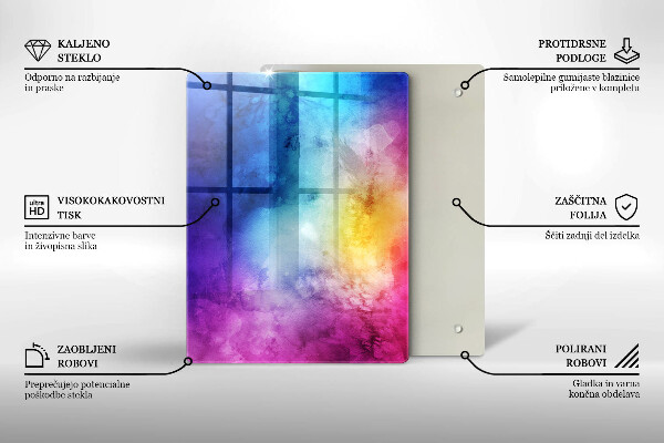 Protège plaque de cuisson Éclaboussures d'aquarelle arc-en-ciel