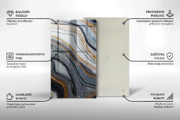 Protège plaque de cuisson rocher avec de l'or