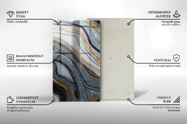 Protège plaque de cuisson rocher avec de l'or