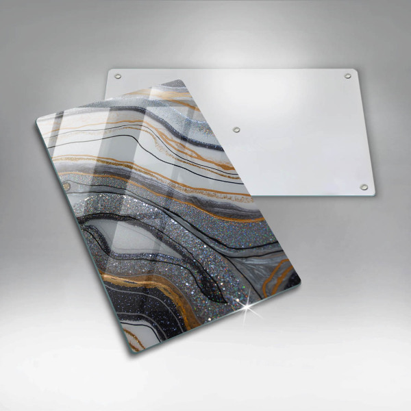 Protège plaque de cuisson rocher avec de l'or