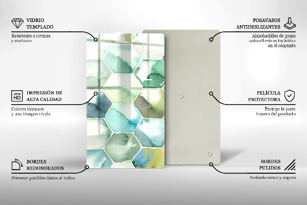 Protège plaque de cuisson Hexagones aquarelle