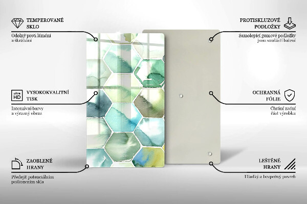 Protège plaque de cuisson Hexagones aquarelle