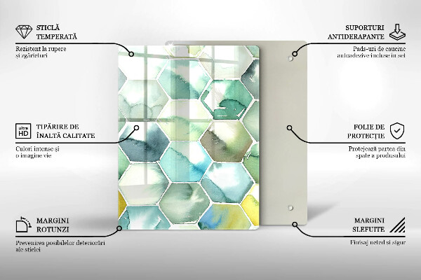 Protège plaque de cuisson Hexagones aquarelle