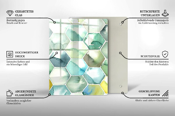 Protège plaque de cuisson Hexagones aquarelle