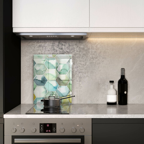 Protège plaque de cuisson Hexagones aquarelle