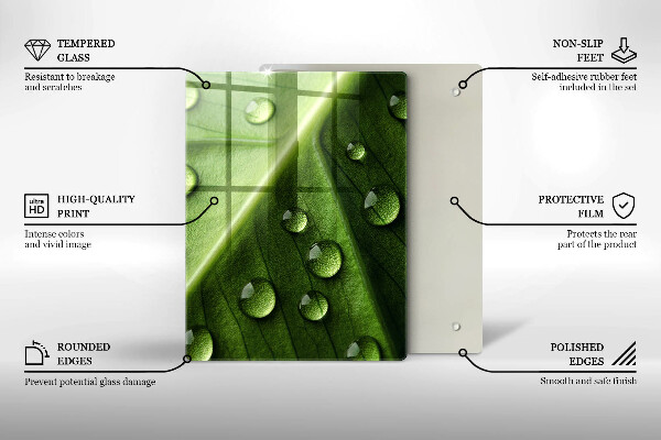 Protège plaque de cuisson Nature rosée et feuille