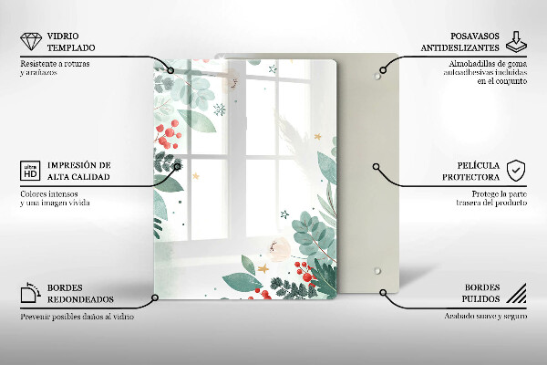 Protège plaque de cuisson Feuilles d'aquarelle