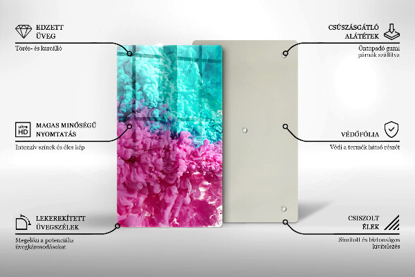 Protège plaque de cuisson Fumée rose turquoise