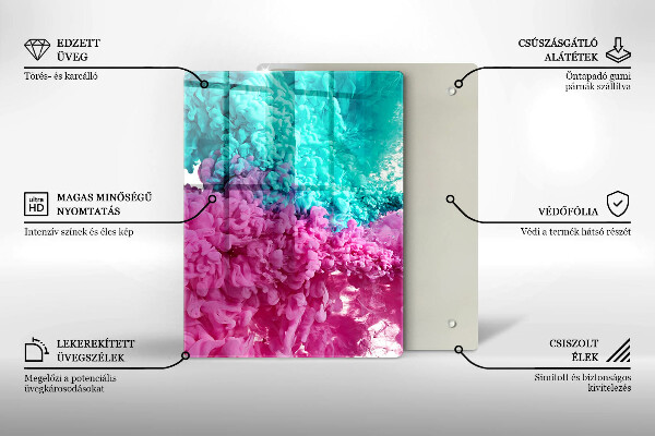 Protège plaque de cuisson Fumée rose turquoise