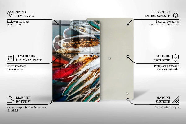 Protège plaque de cuisson Plumes d'oiseaux bohèmes