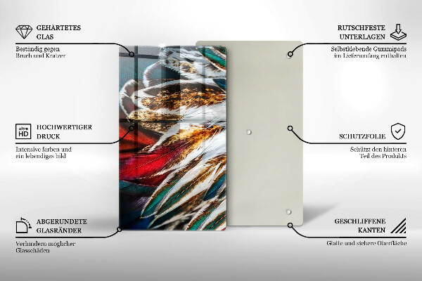 Protège plaque de cuisson Plumes d'oiseaux bohèmes