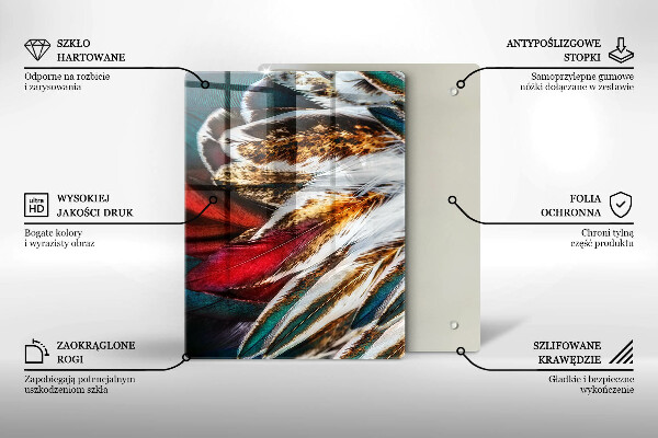 Protège plaque de cuisson Plumes d'oiseaux bohèmes