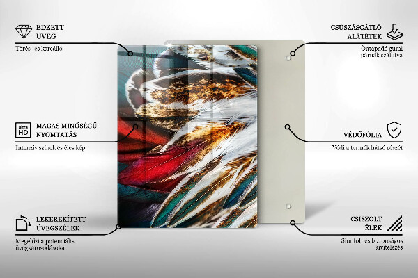 Protège plaque de cuisson Plumes d'oiseaux bohèmes