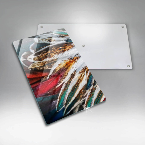 Protège plaque de cuisson Plumes d'oiseaux bohèmes