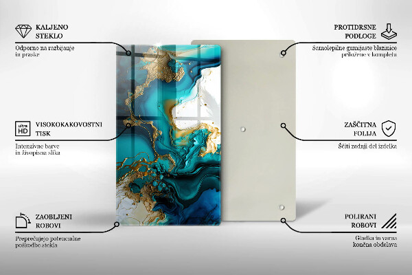 Protège plaque de cuisson Abstraction turquoise