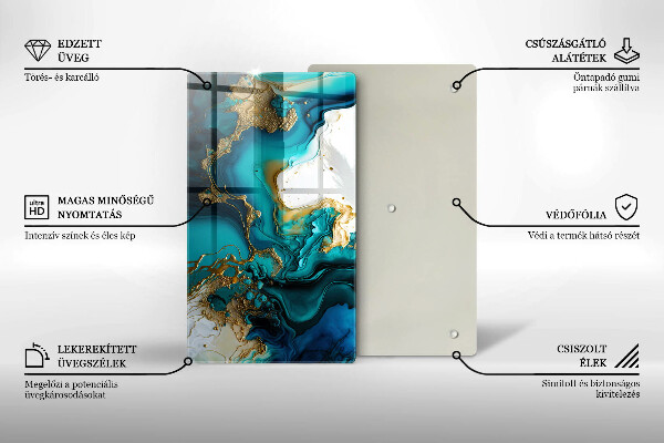 Protège plaque de cuisson Abstraction turquoise