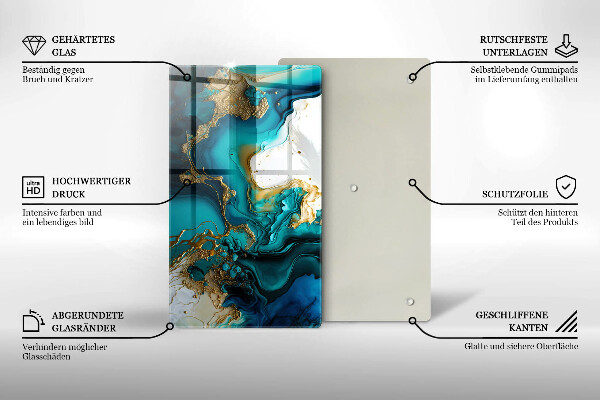 Protège plaque de cuisson Abstraction turquoise