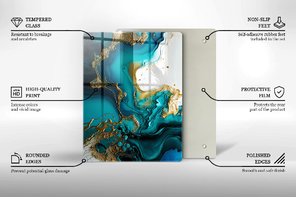 Protège plaque de cuisson Abstraction turquoise