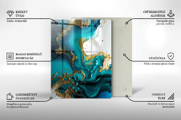 Protège plaque de cuisson Abstraction turquoise